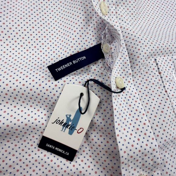 JOHNNIE-O Shirt Men S White Dot Hangin’ Out Long Sleeve Button Down Schubert NWT - Picture 7 of 16